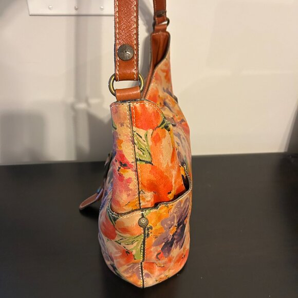 PATRICIA NASH Multi-Color Floral Print Italian Leather Shoulder Handbag - Picture 6 of 10